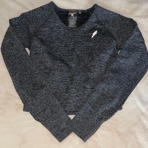 DoYouEven long line crop top, size small, heathered gray.